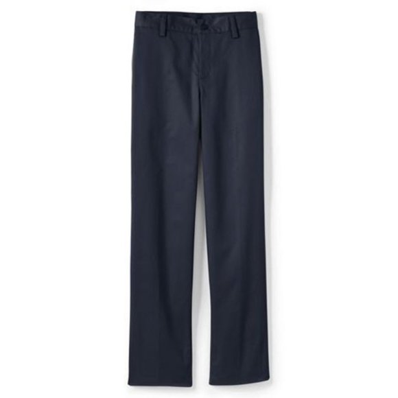 NWT LANDS' END BOY'S IRON KNEE BLEND PLAIN FRONT CHINO PANTS CLASSIC NAVY 10H - Picture 1 of 5